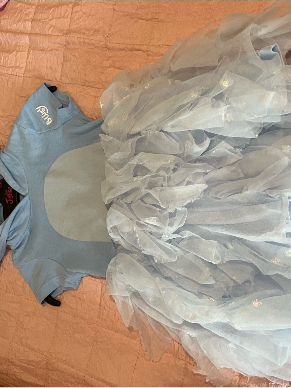 Cinderella-Style Light Blue Ruffle Tulle Dress for Girls